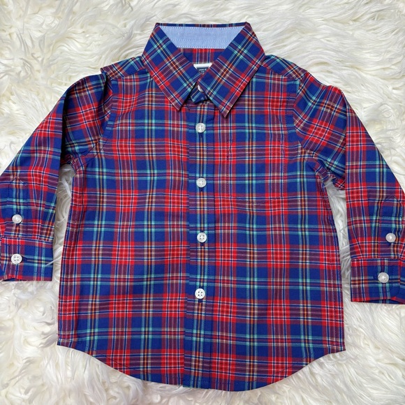NWT Janie and Jack flannel button down boys short size 6-12 months - Picture 1 of 4